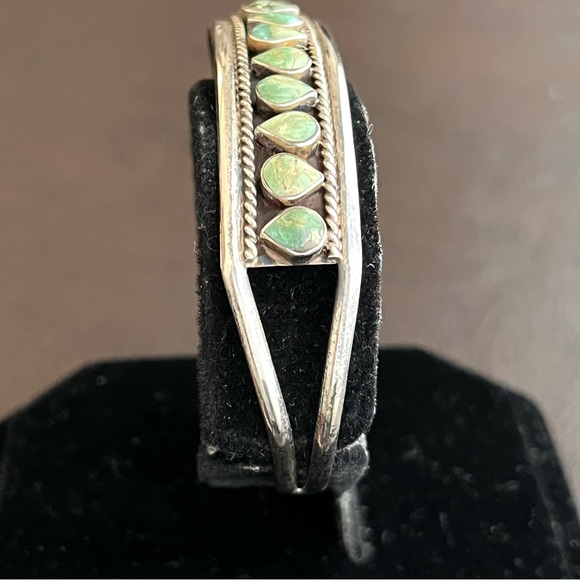Los Ballesteros vintage sterling silver 925 and turquoise cuff bracelet - Picture 5 of 8